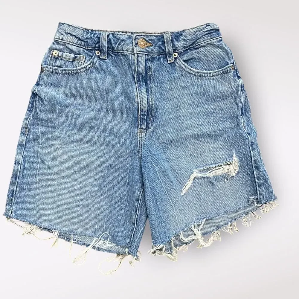 Garage Denim Wide Leg Distressed Shorts Womens Size 3‎ Blue Streetwear